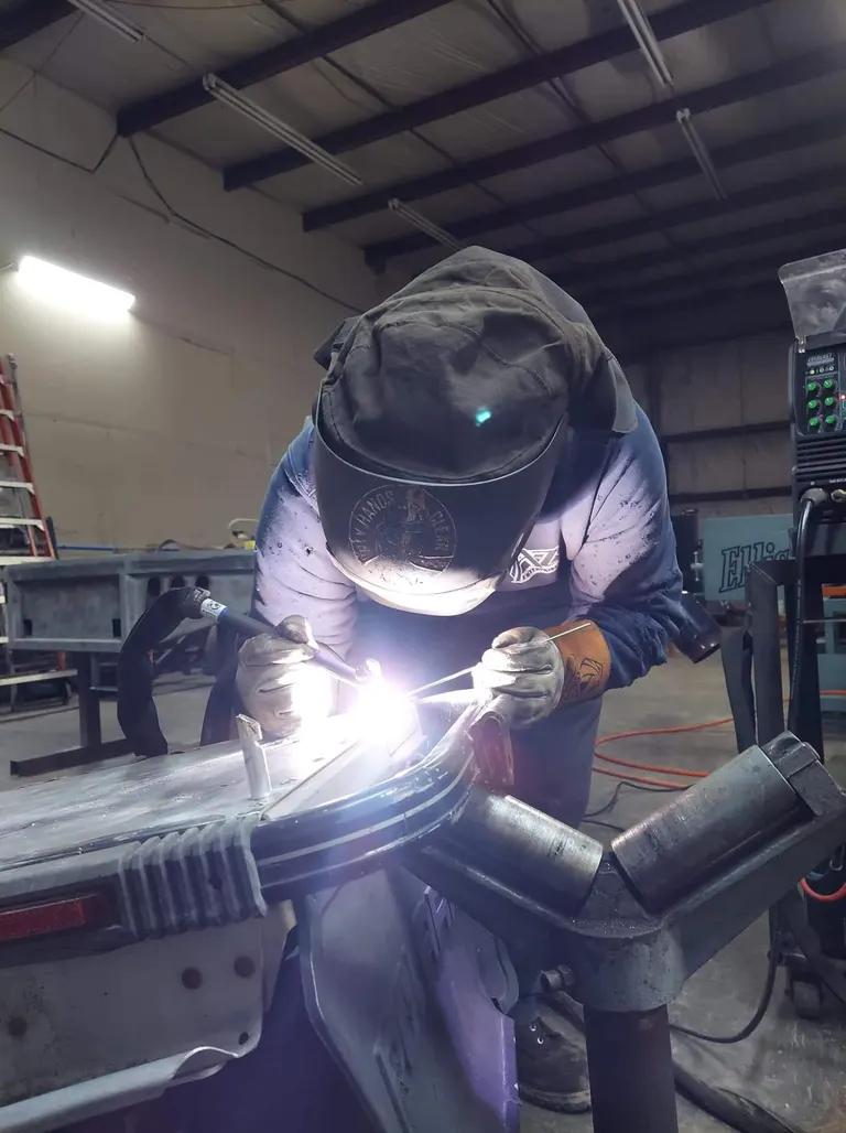 TIG welding work at McMahons fabrication shop in Lyman Maine